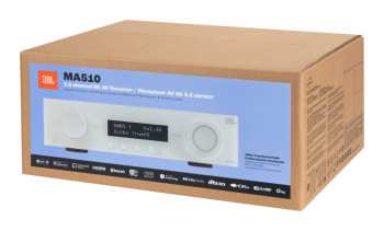 Technologia audio JBL MA510 - Av Zesilovač 5.2, 75 W, 8k, Wi-fi, Bluetooth, Dolby Vision - Bílý