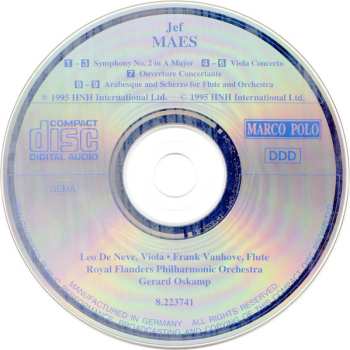 CD Jef Maes: Symphony No. 2 • Viola Concerto • Ouverture Concertante • Arabesque And Scherzo For Flute And Orchestra