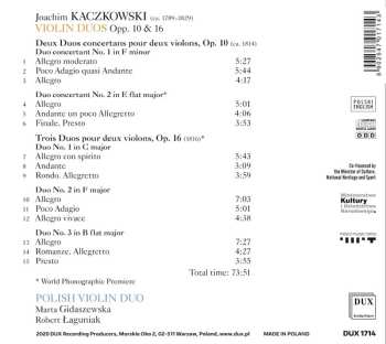 CD Joachim Kaczkowski: Violin Duos Opp. 10 & 16