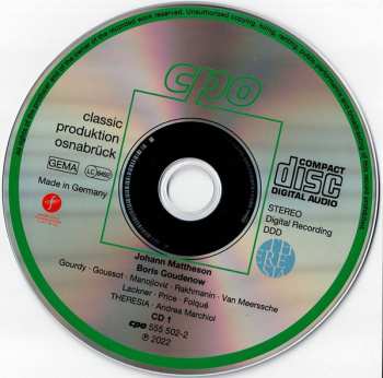 2CD Johann Mattheson: Boris Goudenow