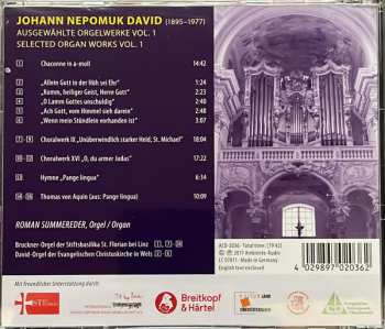 CD Johann Nepomuk David: Ausgewählte Orgelwerke Vol.1