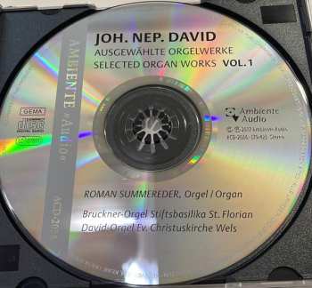 CD Johann Nepomuk David: Ausgewählte Orgelwerke Vol.1
