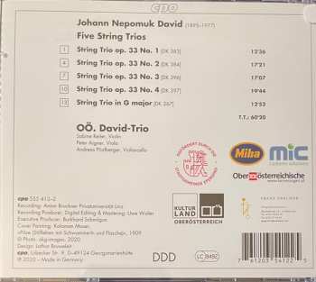 CD Johann Nepomuk David: Five String Trios