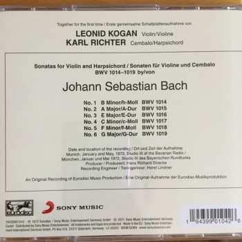 2CD Johann Sebastian Bach: Sonaten Für Violine Und Cembalo BWV 1014 - 1019