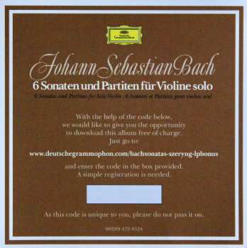 3LP/Zestaw pudełkowy Johann Sebastian Bach: 6 Sonaten Und Partiten Für Violine Solo BWV 1001-1006 LTD | NUM