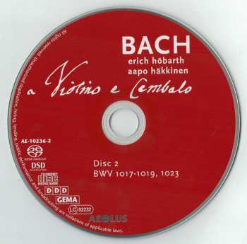 2SACD Johann Sebastian Bach: A Violino E Cembalo (Sonatas For Violin & Harpsichord BWV 1014-1019, 1021-1023)