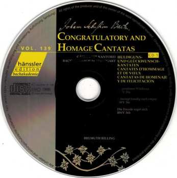 2CD Johann Sebastian Bach: Congratulatory And Hommage Cantatas (BWV 30a, 36c, 36b, 134a, 173a)