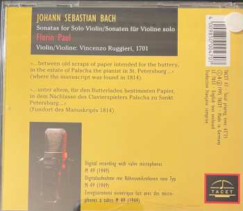CD Johann Sebastian Bach: Sonatas For Solo Violin BWV 1001, 1003, 1005