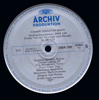 3LP/Zestaw pudełkowy Johann Sebastian Bach: Weihnachtsoratorium BWV 248