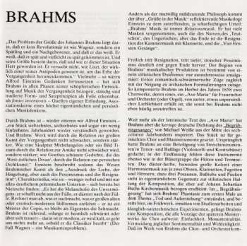 CD Johannes Brahms: Altrhapsodie - Naenie - Gesang Der Parzen - Begräbnisgesang