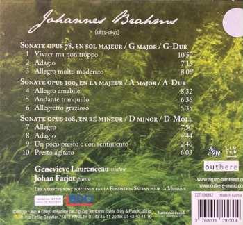 CD Johannes Brahms: Sonates Pour Violon & Piano