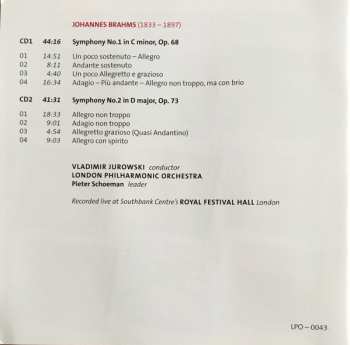 2CD Johannes Brahms: Symphony No.1 • Symphony No.2