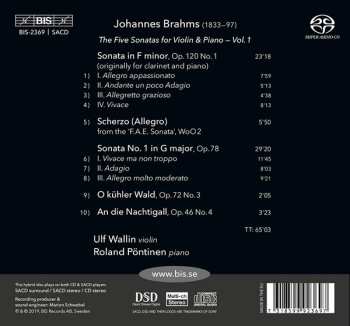 SACD Johannes Brahms: The Five Sonatas For Violin & Piano, Vol.1