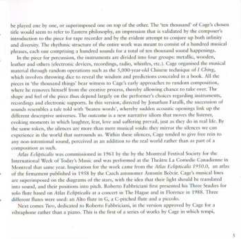 CD John Cage: Music For An Aquatic Ballet · Music For Carillon No. 6