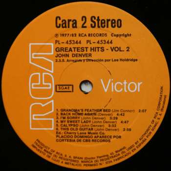 LP John Denver: Greatest Hits Volume Two