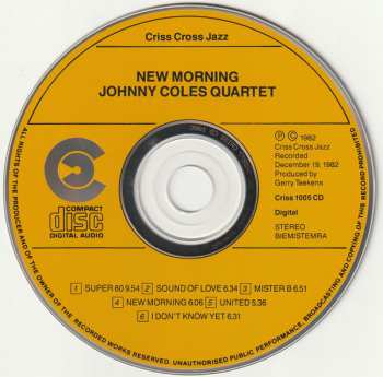 CD Johnny Coles Quartet: New Morning