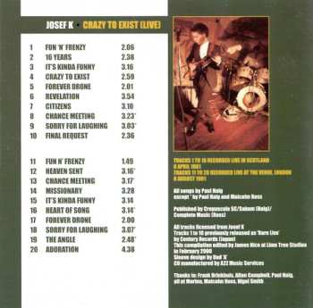CD Josef K: Crazy To Exist (Live)