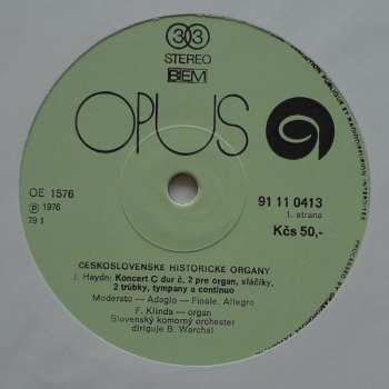 LP Joseph Haydn: Concerto For Organ And Chamber Orchestra In C Major