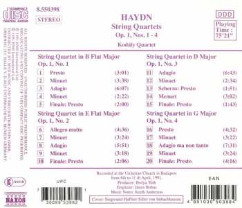CD Joseph Haydn: String Quartets Op. 1, Nos. 1 - 4