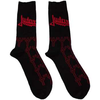 Merch Judas Priest: Judas Priest Unisex Ankle Socks: Trident Pattern (black) (uk Size 4 - 7) 36 - 42