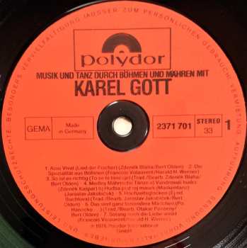 LP Karel Gott: Musik Und Tanz Durch Böhmen Und Mähren Mit Karel Gott