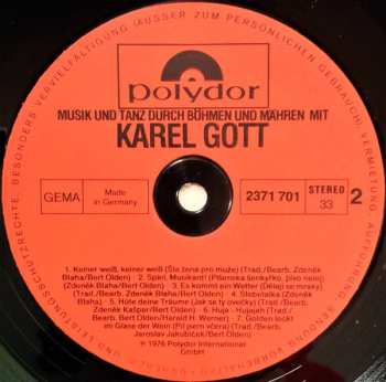 LP Karel Gott: Musik Und Tanz Durch Böhmen Und Mähren Mit Karel Gott