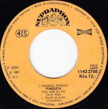 SP Karel Gott: Plnoletá / Jak Já Se Vracím Rád