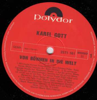 LP Karel Gott: Von Böhmen In Die Welt