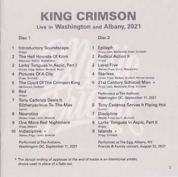 2CD King Crimson: Music Is Our Friend (Live In Washington And Albany, 2021)