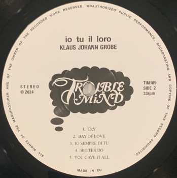 LP Klaus Johann Grobe: Io Tu Il Loro