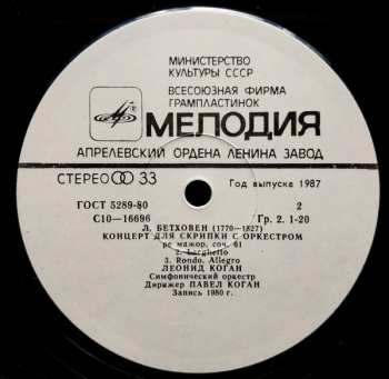 LP Ludwig van Beethoven: Violin Concerto