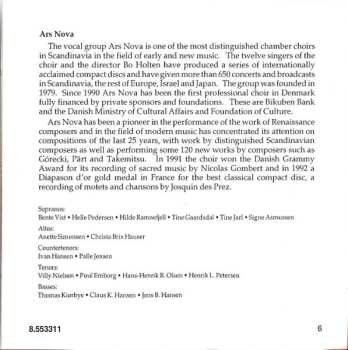 CD Bo Holten: Lagrime Di San Pietro (Spiritual Madrigals)