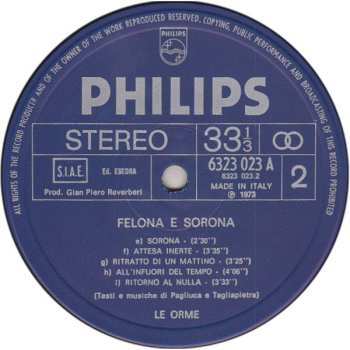 LP Le Orme: Felona E Sorona
