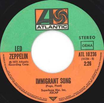 SP Led Zeppelin: Whole Lotta Love / Immigrant Song