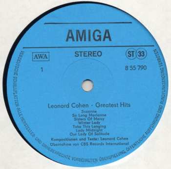 LP Leonard Cohen: Greatest Hits