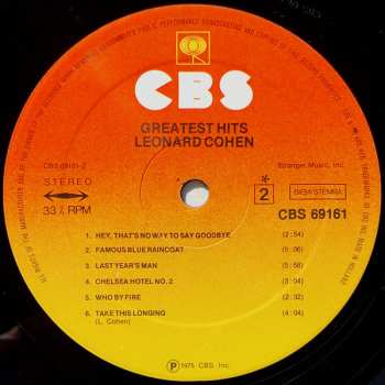 LP Leonard Cohen: Greatest Hits