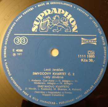 LP Leoš Janáček: Smyčcové Kvartety (85/1)
