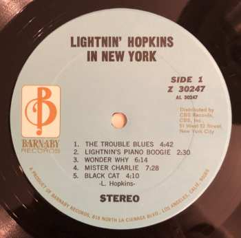 LP Lightnin' Hopkins: Lightnin Hopkins In New York