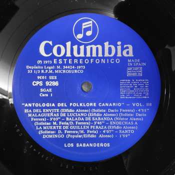 LP Los Sabandeños: Antología Del Folklore Canario Vol. 3