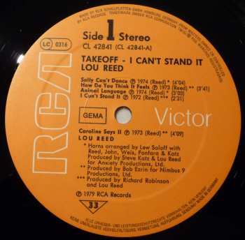 LP Lou Reed: I Can't Stand It