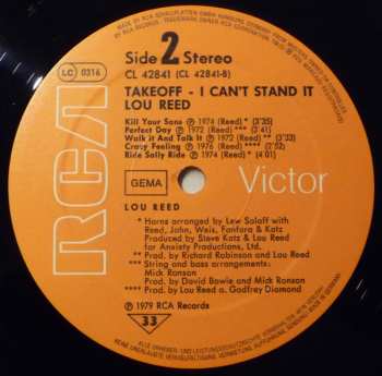 LP Lou Reed: I Can't Stand It