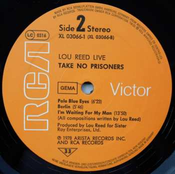 2LP Lou Reed: Lou Reed Live - Take No Prisoners