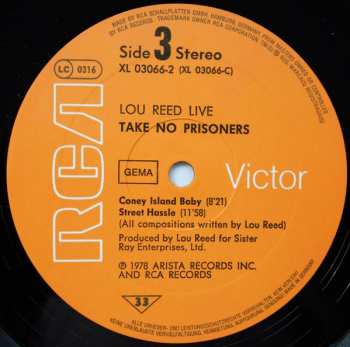2LP Lou Reed: Lou Reed Live - Take No Prisoners