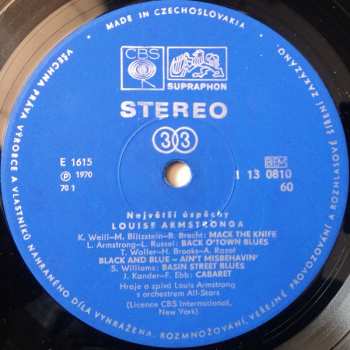 LP Louis Armstrong: The Greatest Hits (Největší Úspěchy Louise Armstronga)