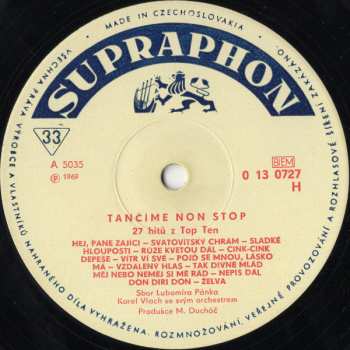 LP Karel Vlach Orchestra: Tančíme Non Stop 27 Hitů Z Top Ten