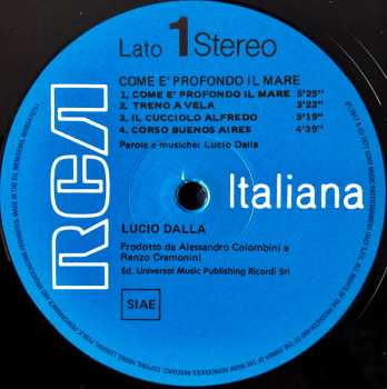 LP/CD Lucio Dalla: Come È Profondo Il Mare