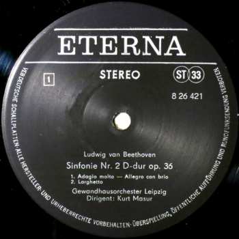 2LP Ludwig van Beethoven: Sinfonie Nr. 9 D-moll Op. 125 (Mit Schlußchor Über Schillers Ode »An Die Freude«) / Sinfonie Nr. 2 D-dur Op. 36