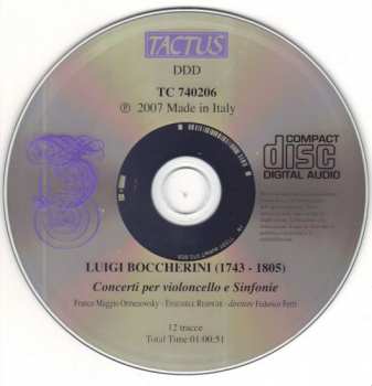 CD Luigi Boccherini: Concerti Per Violoncello E Sinfonie
