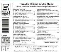 CD Lydia Leitner: Fern Der Heimat Ist Der Mond - Chinas Kultur Im Widerschein Des Europäischen Liedes