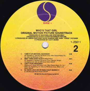 LP Madonna: Who's That Girl (Original Motion Picture Soundtrack)